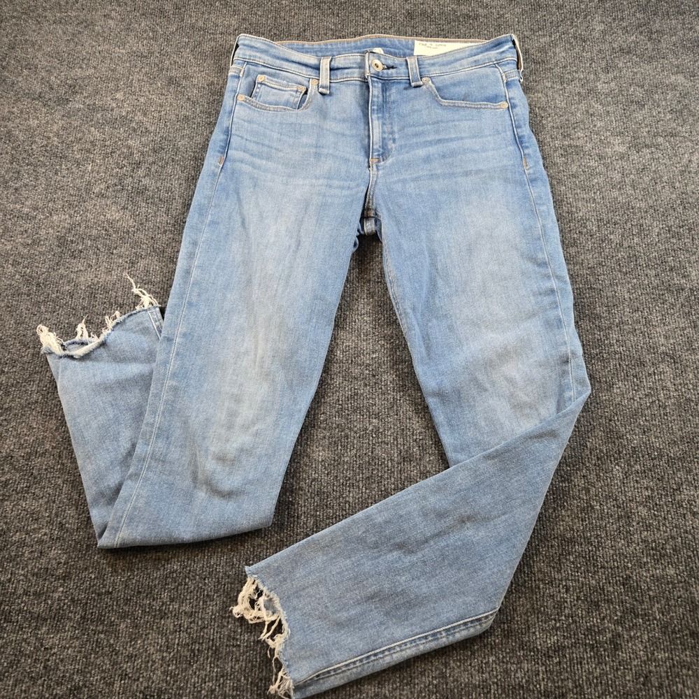 Rag & Bone Cate Mid-Rise Ankle Skinny Jeans Light Wash Raw Hem Size 28 CleanGirl